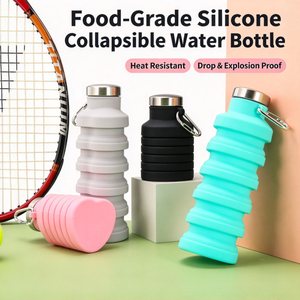 Botella de Agua Plegable de Silicona con Fondo en Forma de Corazón de 500 ml, a Prueba de Fugas, para Beber Directamente, Portátil, para Viajes, Deportes y Actividades al Aire Libre - Product Image 1