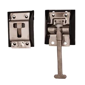 Porte-conteneur arrière de remorque de camion arrêt porte en T en acier inoxydable avec déflecteur et crochet - Product Image 1