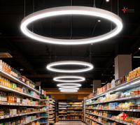 Lumière linéaire annulaire LED à intensité variable, corps en aluminium, indice de protection IP20, connexion rapide, 30W, pour bureau et commerce, avec garantie de 5 ans