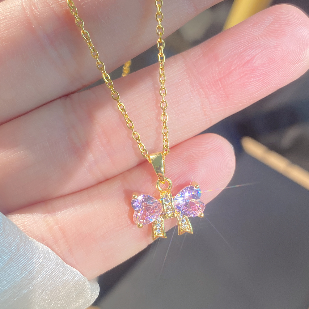 Noeud diamant rose or D11