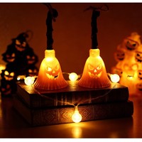 Lanterne Citrouille d'Halloween, Lampe Bougie Balai de Sorcière, Décorations Thème Citrouille, Accessoires Décoratifs Électroniques Transfrontaliers