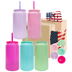 Gobelet à bière 16oz avec paille à double paroi 16oz Tumbler chaud et froid Macaron Sublimation Metal 16oz Can Cups - Product Image 1