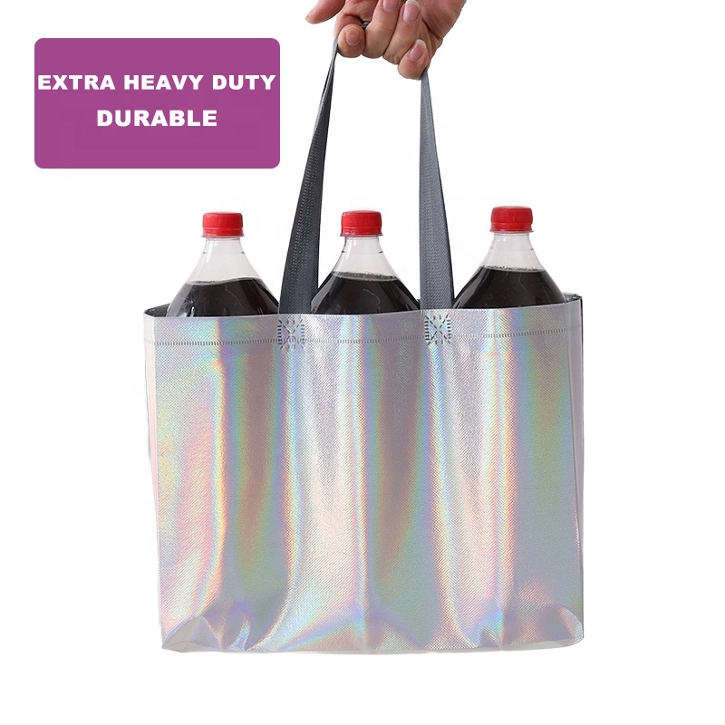 Metallic Silver Non Woven Laser Laminated Tote Bag Non-woven Shipping Bag