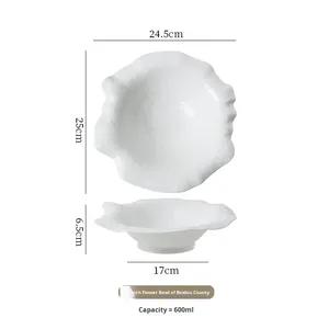 Assiette en porcelaine Beidou Star, assiette à soupe, assiette creuse de cuisine, style nordique haut de gamme, motif uni, assiette de service de forme irrégulière - Product Image 6