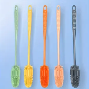 Cepillo de limpieza de silicona portátil de mango largo multiusos sin esquinas muertas para botellas y vasos - Product Image 1
