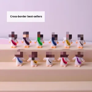 Figuras de Plástico Mini Lindas 2025 al por Mayor, Juguetes de Pascua con Mensaje 'Jesús te Ama', Imagen de Jesús Pequeño con Manos Levantadas - Product Image 3