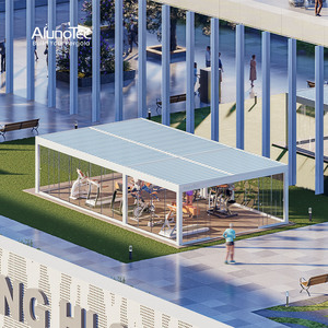 Pergola Motorizzata AlunoTec <span class=keywords><strong>in</strong></span> Alluminio da Esterno Sistema di Ombreggiatura Automatico per Esterni Copertura per Ristoranti Tetto a Lamelle Orientabili con Luce - Product Image 3