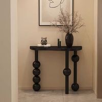 Console d'entrée vintage en bois massif avec miroir, style rétro français, table de couloir, bureau d'entrée, design moderne, luxe léger, minimaliste, salon