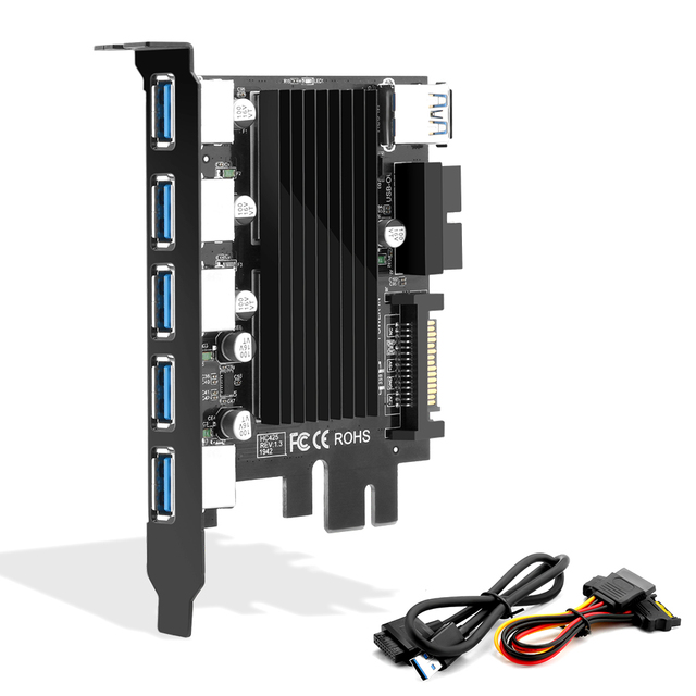 PCI-E USB3.0 4 Pin Power Expansion Card X1 to 5 Ports ADD-on CARD for Desktop in Stock