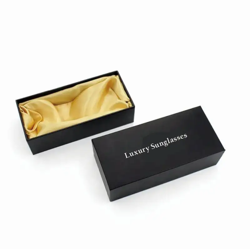 Tapa de embalaje de regalo de papel de cartón negro personalizado y Base para gafas Estuche de embalaje Logotipo de caja para cajas de gafas de sol