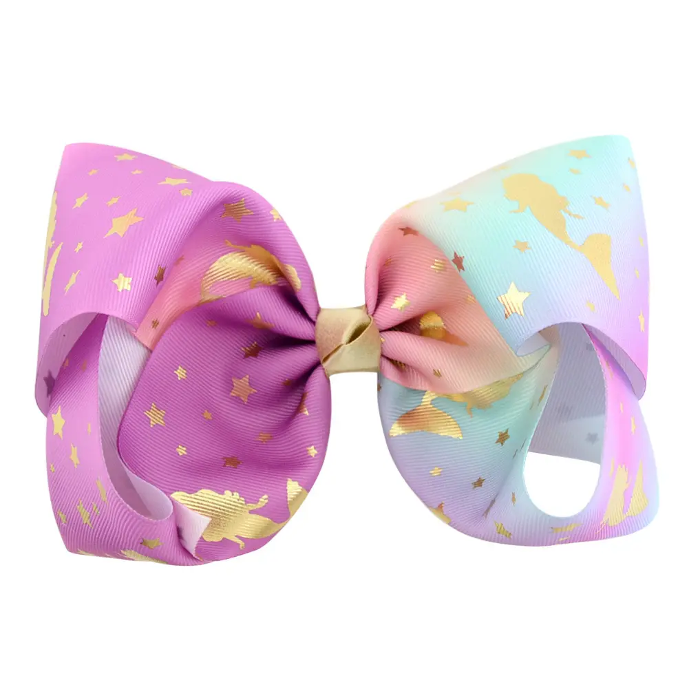 Spilla per capelli per ragazze di alta qualità Princess Kids Bowknot Grosgrain Clip per nastro accessori Hairgrip stella d'oro Jojo Siwa archi con Clip