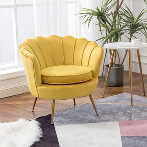 Silla Nórdica al por mayor para sala de estar, sofá individual de ocio moderno, muebles, silla decorativa de terciopelo con flores de metal - Product Image 2