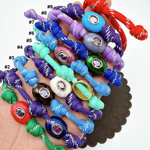 Bracciale Intrecciato Regolabile con Corda, Perline Smaltate Occhio di Allah, Bracciale Multicolore Impilabile, Gioielli Portafortuna per Coppie - Product Image 3