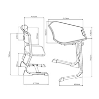 Ensemble Chaise et Bureau d'Écolier Réglable en Hauteur Ergonomique Moderne Durable pour Étudiant, Table d'Étude en Plastique PP pour Appartement, Chambre, Maison