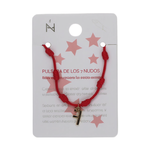 Braccialetto con Nodo a Sette Stelle Lettera F in Acciaio Inossidabile, Ciondolo alla Moda Unisex, Gioiello Regalo - Product Image 1