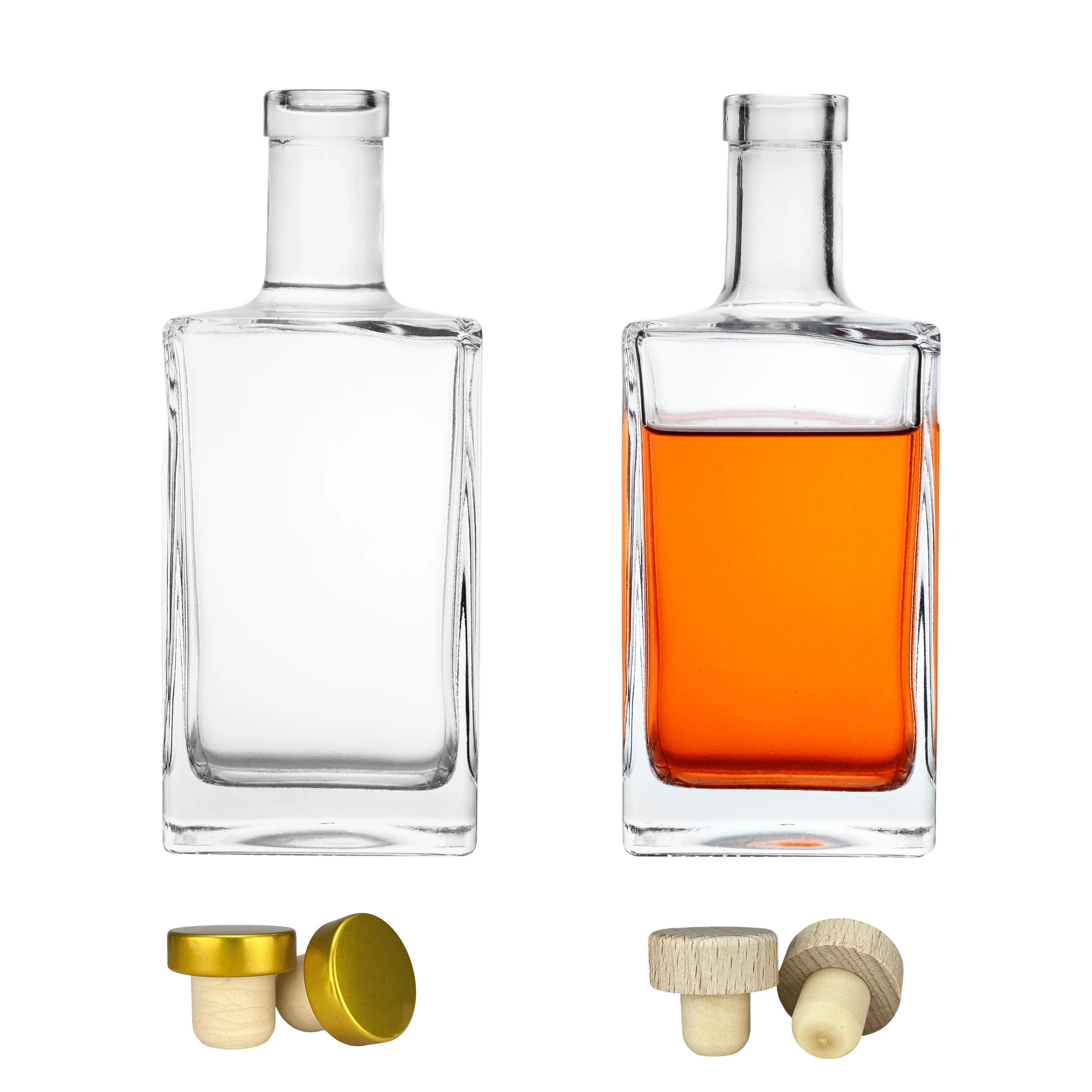 Custom 300ml/500ml High-Grade Glass Wine Bottle for Vodka Whisky Gin Rum Brandy Local White Liquids Wooden Stoppers Included