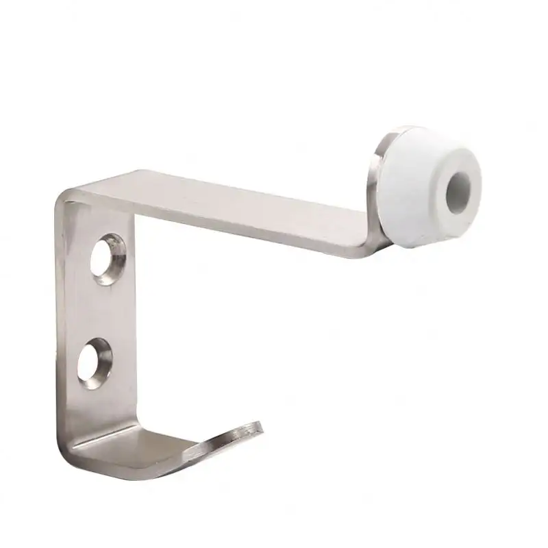 Stainless steel 304 material hanging hook door stopper for public toilet/ washroom door with rubber 1