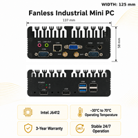 PC Mini Industri Tanpa Kipas Intel J6412 DC 12V RTL8111H LAN M.2 2280 NVME RS485+RS232 VGA SATA3.0 DDR4 3200MHz RAM 4GB/8GB