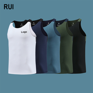 เสื้อกีฬาแขนกุดทรงสลิมฟิตสำหรับผู้ชาย RUIQUWIN พร้อมโลโก้แบบกำหนดเอง ดีไซน์สีตัดต่อ ระบายอากาศได้ดี เหมาะสำหรับออกกำลังกาย วิ่ง และเล่นกีฬาในฤดูร้อน - Product Image 1