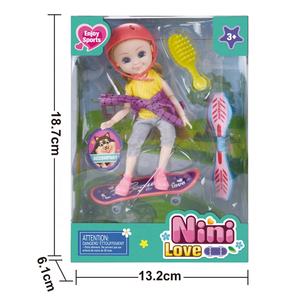 <span class=keywords><strong>Muñeca</strong></span> de juguete para niñas, juguete de 6 pulgadas con temática de skateboard - Product Image 4