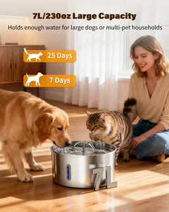 Bebedero Automático para Mascotas de Acero Inoxidable, Dispensador de Agua para Mascotas de Gran Capacidad de 7L, Bebedero Recargable para Perros y Gatos de Interior - Product Image 2