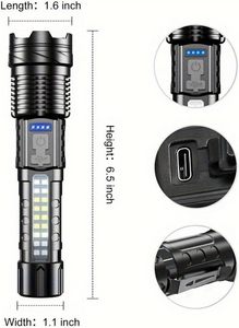ซุปเปอร์ไบรท์ XHP50 ไฟฉายซูม LED 1200 ลูเมน 260 ม. ลำแสงกันน้ำแบบชาร์จไฟได้สีแดงและสีน้ำเงินแบบพกพาไฟแคมป์ปิ้ง - Product Image 5