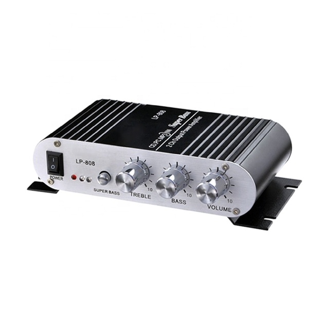 LP-838 Mini HiFi Car Audio Amplifier 2.1 Car Stereo Player 12V Auto Sound Subwoofer Amplifier LP838 MP3 MP4 20W*2