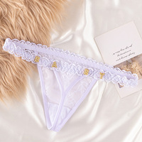 Tanga sexy con letras de diamantes de imitación para mujer, de encaje y malla, lencería exótica, bragas T-back, ropa interior erótica, ropa de dormir, para fiesta