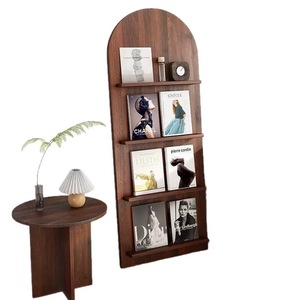 Porte-revues en bois massif à 4 niveaux, étagère décorative durable sur pied pour salon, bureau à domicile - Product Image 1