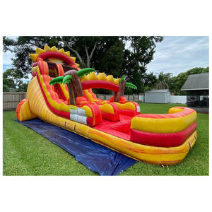 زحليقة مائية عملاقة قابلة للنفخ للاستخدام التجاري في الفناء الخلفي، زحليقة مائية قابلة للنفخ للأطفال، زحليقة جافة قابلة للنفخ، نطاطة قابلة للنفخ مع حوض سباحة - Product Image 1