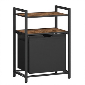 Panier à linge <span class=keywords><strong>VASAGLE</strong></span>, panier à linge sale, 1 compartiment de rangement, 1 sac amovible en tissu Oxford, 2 étagères, structure métallique, 65 litres - Product Image 1