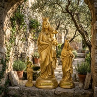 Statues en résine dorées de Notre-Dame de la Garde, Vierge Marie et Jésus-Enfant, articles religieux catholiques, 3 tailles, vente en gros