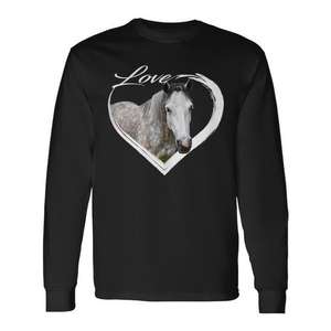 T-shirt à manches longues en coton gris à pois Connemara pour adulte, unisexe, haut équestre - Product Image 1