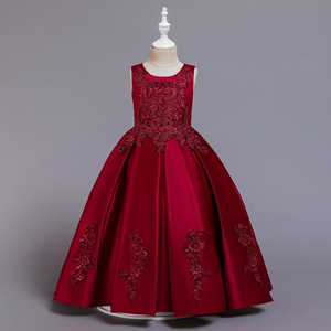 Vestido de Fiesta Largo para Niñas, Elegante Vestido de Princesa con Cuentas Bordadas en Satén, Sin Mangas, para Bodas y Eventos - Product Image 2