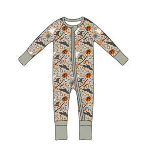 Mameluco con estampado de Halloween para bebé de fábrica personalizado OEM Qingli, peleles con estampado de calabaza para bebés de 0 a 8 años, sin aranceles - Product Image 1