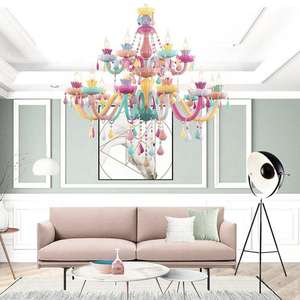 New Style Indoor Decorative Kids Bedroom Pendant <b>Light</b> Modern Colored Crystal Beads <b>Chandelier</b> - Product Image 6