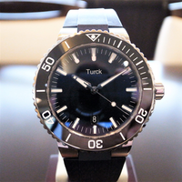 Montre mécanique automatique pour homme Turck, verre saphir, boîtier en acier inoxydable, bracelet en caoutchouc, 43,5 mm, aiguilles, résistante à l'eau