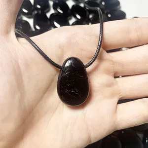 Miss Stone Newestwholesale Water Drop 30mm Black Tourmaline Pendant Rock Stone For Jewelry Necklace Making