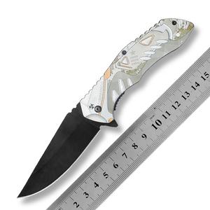 卸売カスタムデザインパターンポケット折りたたみナイフ屋外サバイバルキャンプ狩猟耐久性のある3Dプリントハンドルドロップ船 - Product Image 6