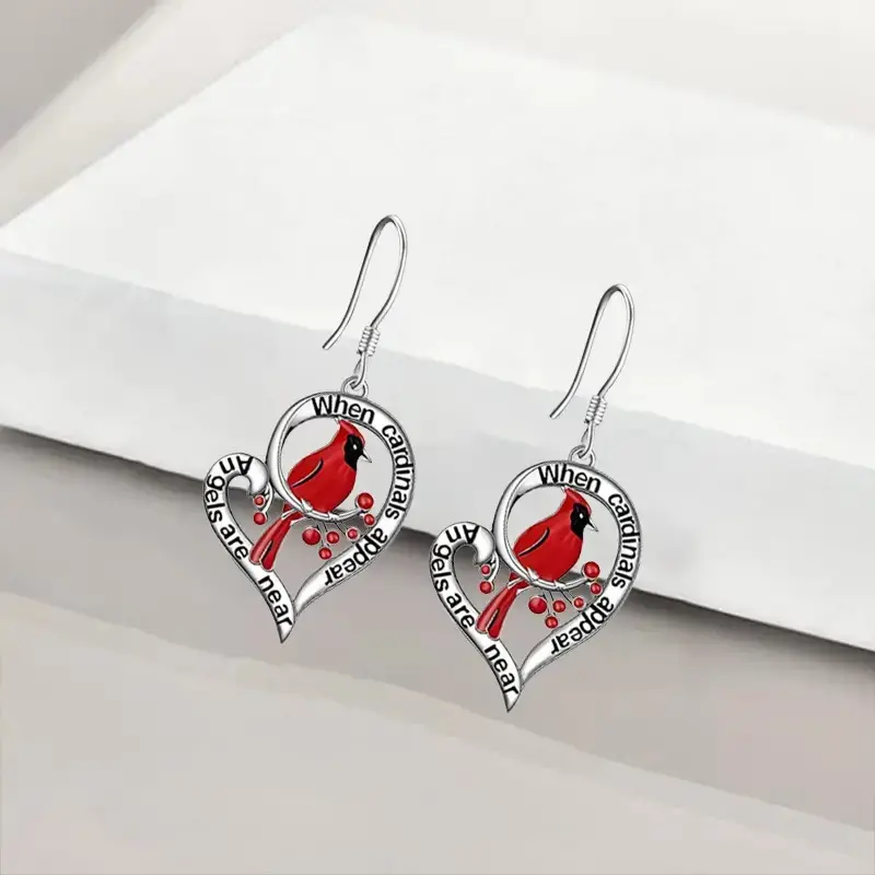 Amazon Hot Sales Cardinal Bird Necklace Bird Pendants Earrings Jewelry set
