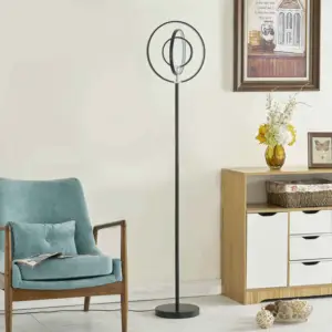 Trois cercles métalliques élégants rotatifs abat-jour art design lampadaire pour lampadaire de chambre