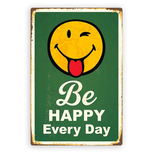 Papan Logam Vintage Retro Bertuliskan Live Love and Laugh Wajah Tersenyum Biru Dekorasi Dinding Grosir Kustom Plat Logam Kecil - Product Image 4