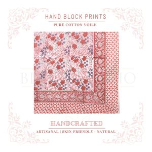 Muted Coral Orange Hand Block Print Cotton <b>Sarong</b> Wrap for Women, Lightweight Bikini Cover-Up, Summer Beach & Resort Wear - Product Image 4