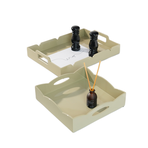 Plateau de service en laque sophistiqué, élégant plateau brillant pour l'accueil et les fêtes, pièce de décoration d'intérieur artisanale de luxe - Product Image 1