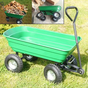 Chariot à benne basculante de jardin en plastique avec la capacité de charge 100kg TC4253 structure personnalisable d'OEM de chariot de remorque de <span class=keywords><strong>poly</strong></span> plateau à quatre roues - Product Image 2