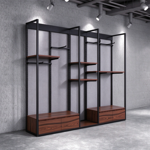 Présentoir de vêtements en métal noir avec logo personnalisé pour magasin de vêtements pour hommes, support de présentation de costumes pour hommes, présentoir de vêtements de vente au détail - Product Image 2