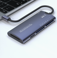 Lecteur de cartes multifonction externe haute vitesse en alliage d'aluminium, interface Type-C, lecteur de cartes SD CF XD six-en-un pour appareils photo