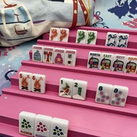 Ubin Mahjong Akrilik Berkilau Mutiara Pola Api Kepingan Salju Ski Musim Dingin NMJL Set Permainan Standar