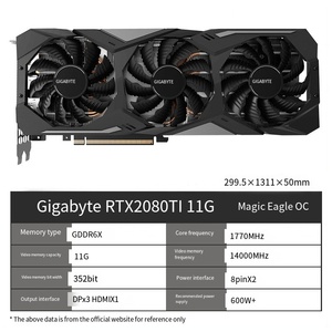 Carte graphique d'occasion pour ordinateur de bureau, grandes marques, RTX2080 11G, RTX2060, 2070, avec refroidissement par ventilateur, série RTX20 - Product Image 2