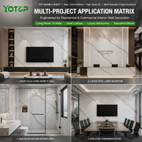 Panneau mural en marbre pour fond de télévision, panneau PVC avec revêtement UV, décoration intérieure, haute brillance, imperméable